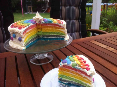 rainbow cake - fun, yummy, entertainment, cake, foods