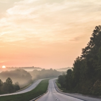 dual highway at sunrise