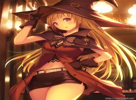 Cute Witch - witch, mana, girl, long hair, orginal, cute