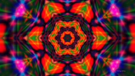 ♥ Abstract Flower ♥ - abstract, kaleidoskope, colors, orange, homemade, texture