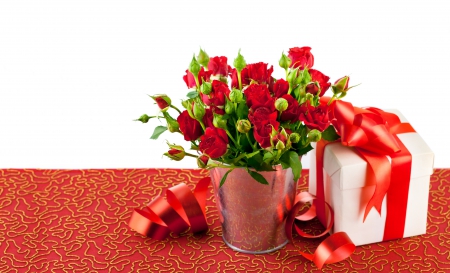 Roses - roses, for you, valentines day, red roses, with love, still life, bouquet, flowers, rose, gift