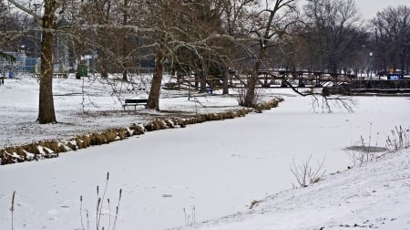 On Frozen Pond - winter stream, frozen pond, frozen stream, On Frozen Pond, winter pond