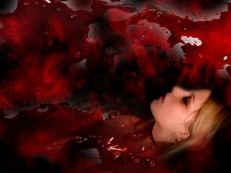 Blood bath - blood, lying, red, woman