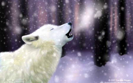 Natural Singer - wolf, predator, snow, artwork, howling, arctic