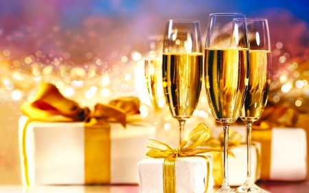 Gifts and Drinks - drink, Gift, present, champagne