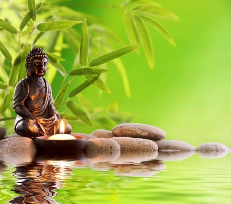 ●●● Mood for Peace ●●● - meditation, calm, mood, water, candle, peace, buddha