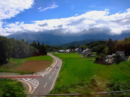 Hinoharu in Summer - japan, nature, town, scenery, summer, fields, japanese