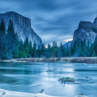 gorgeous seafoam colored river in yosemite hdr