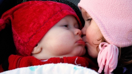 Cute kiss - love, people, baby, children, kiss, valentin, friend