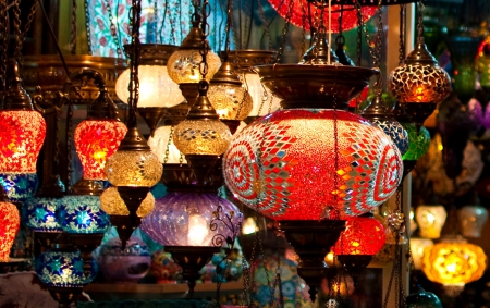 Lanterns in the Grand Bazaar - lanterns, the grand bazaar, lanterns in the grand bazaar, color, bazaar