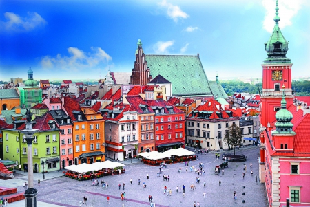 Royal Castle Square in Warsaw. Poland - square, royal, travel, castle, royal castle square, warsaw, poland, royal castle square in warsaw