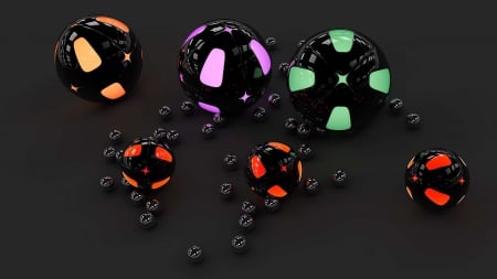 Glowing spheres - fun, abstract, Glowing spheres, 3d