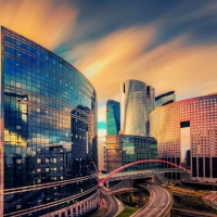 modern office buildings in paris hdr