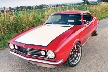 1967-Chevy-Camaro - Red, 1967, White Hood, Classic