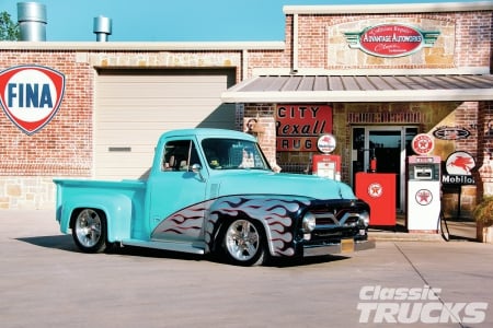 F-100 /1955 - classic, ford, flames, truck