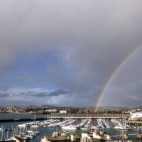 Rainbow over Torquay harbour