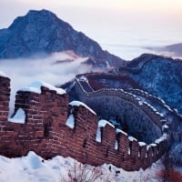 beautiful great wall of china in winter