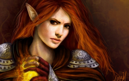 Elf - fantasy, armor, elf, girl, woman, redhead