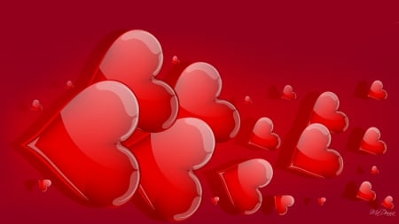 Just Red Hearts - february, hearts, red, valentines day, simple, ruby, crimson