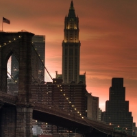 dawn over the brooklyn bridge