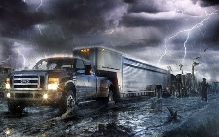 ford  - ford, lightning, storm, trailer