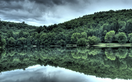 green lake - calm, reflection, peaceful, green, lake nature