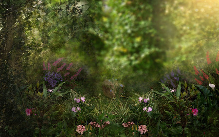 Fantasy Garden - flowers, trees, art, garden