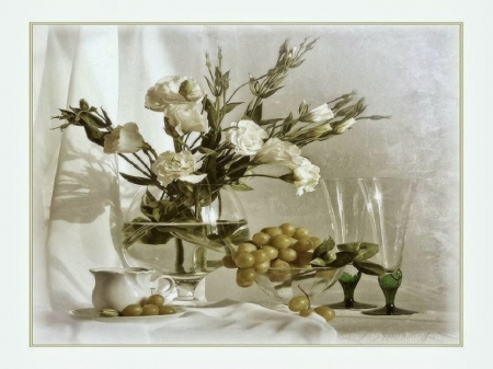 tea time - flowers, tea time, still life, glasses