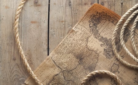 Old map - old, map, rope, old map, maps, wood