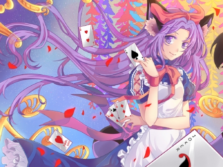 Neko Alice - wonderland, neko, orginal, alice, long hair, card