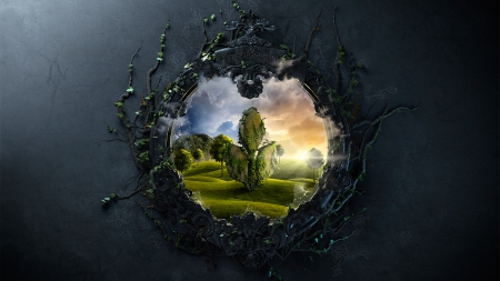 The End of Pandora - nature, fauna, trees, flora, wall, graphics, fantasy