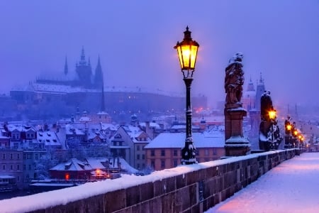 Prague - bridge - winter