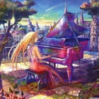 anime girl playing piano