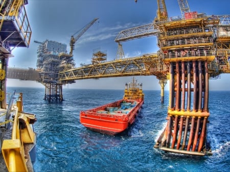 Oil rig - energy, modern, boat, see, hd, rig, big, oil, petrol