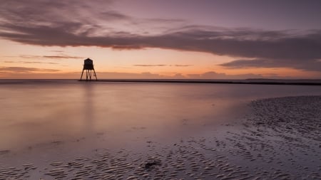 water barrel on a pier at seashore - barrel, beach, sea, ripples, pier