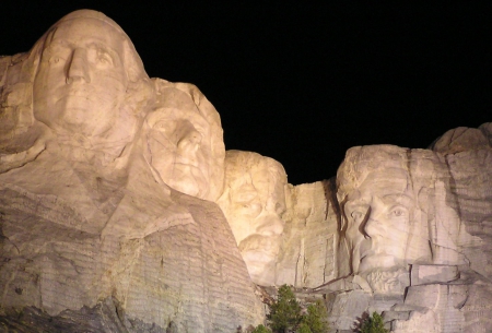 Mount Rushmore At Night - lincoln, Mount Rushmore, roosevelt, Mount Rushmore At Night, washington, jefferson