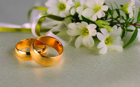 Wedding ring - ring, wedding, flowers, gold