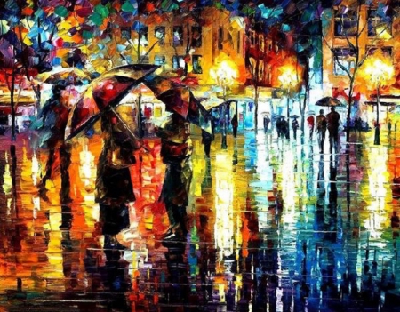 Rainy Day - painting, art, rainy, rain