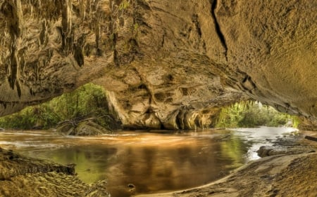 Cave - cave, water, nature, rocks