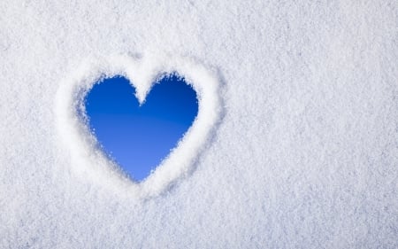 Winter Heart - white, winter, heart, blue, snow, love