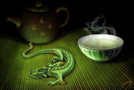 Green tea and dragon - drink, drinks, dragon, Green, Green tea and dragon, Green tea, tea