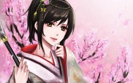 Shimura Tae - gintama, anime, sakura, girl, kimono, tae, japanese