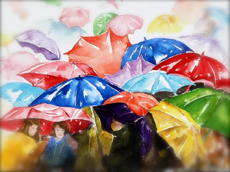 Colours - painting, colours, umbrella, colourful