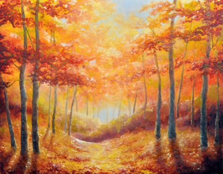 Forest - nature, painting, forest, trees