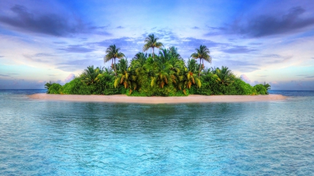 superb tropical island hdr - sky, beach, palms, island, hdr, sea