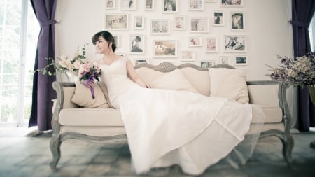 Bride - beauty, girl, bouquet, bride, lovely, model, special day, brunettes, oriental