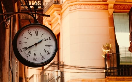 Clock - clocks, building, light, night, clock, city