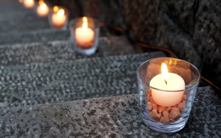 Candles - glasses, candle, flame, candles, stair, photo