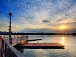 lovely wharf docks in singapore at sunset