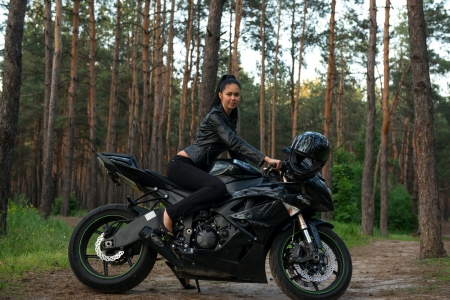 Pretty - girl, bike, forest, model